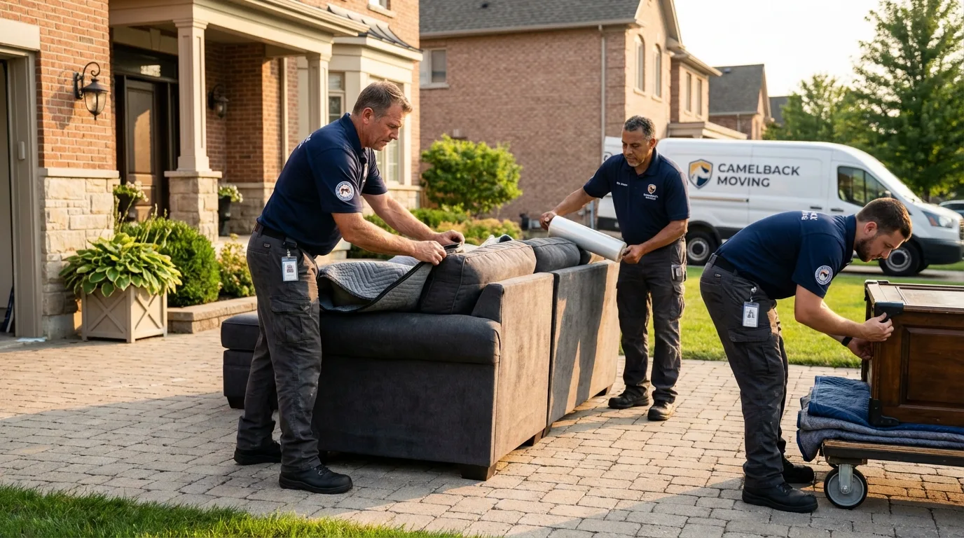 Large estate moving crew wrapping furniture in Williamstown, MA
